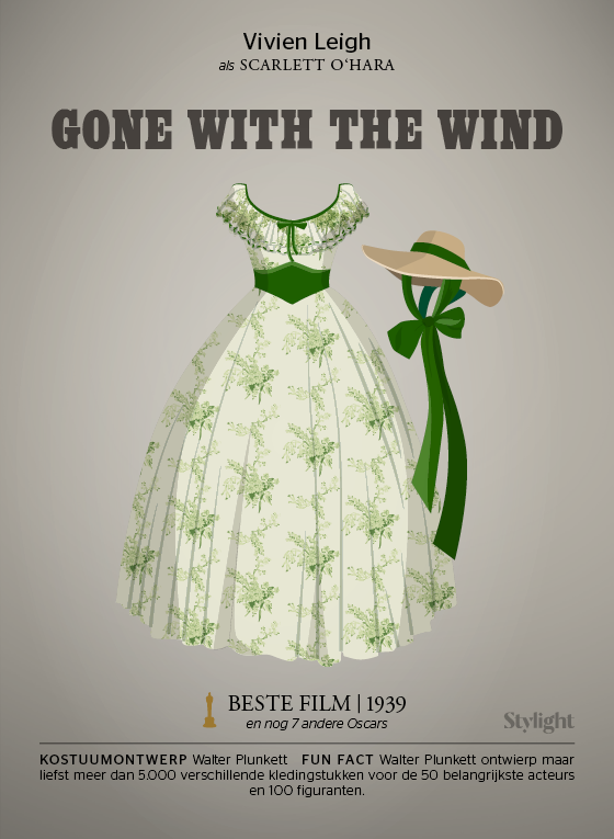 Stylight-Oscars-witte-en-groene-jurk-met-hoed-Gone-with-the-Wind