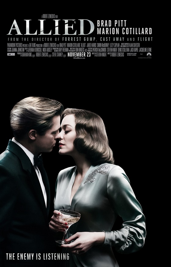 Allied poster en tv-spot met Brad Pitt & Marion Cotillard